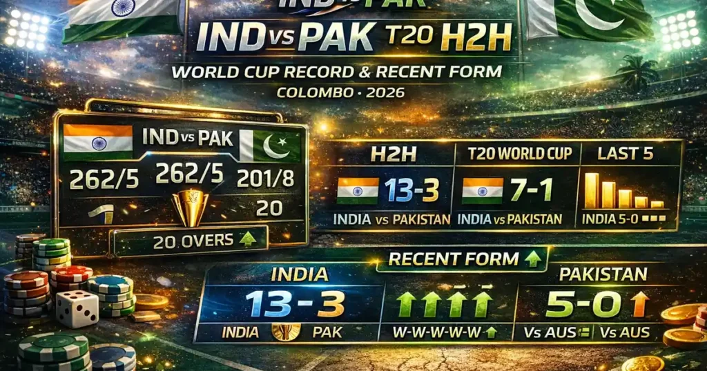 India vs Pakistan T20 H2H Stats, T20 World Cup Record & Recent Form Breakdown
